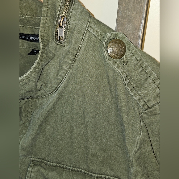 LANE BRYANT Utility Jacket Womens 18 Cargo Drawstring Green Embroided Moth Coat - Picture 4 of 10